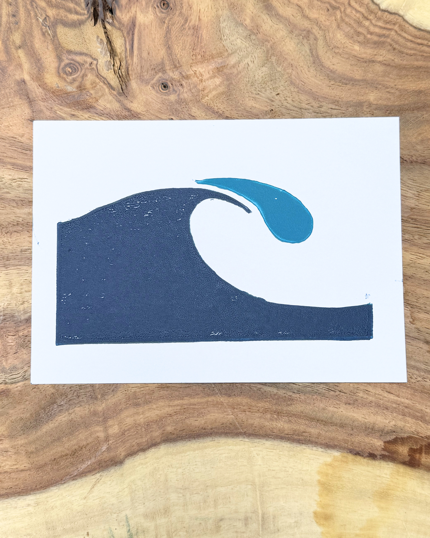 Crested Wave Linocut Print