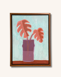 Leaves in Violet Vase  | Original Acrylic Painting | 9x12