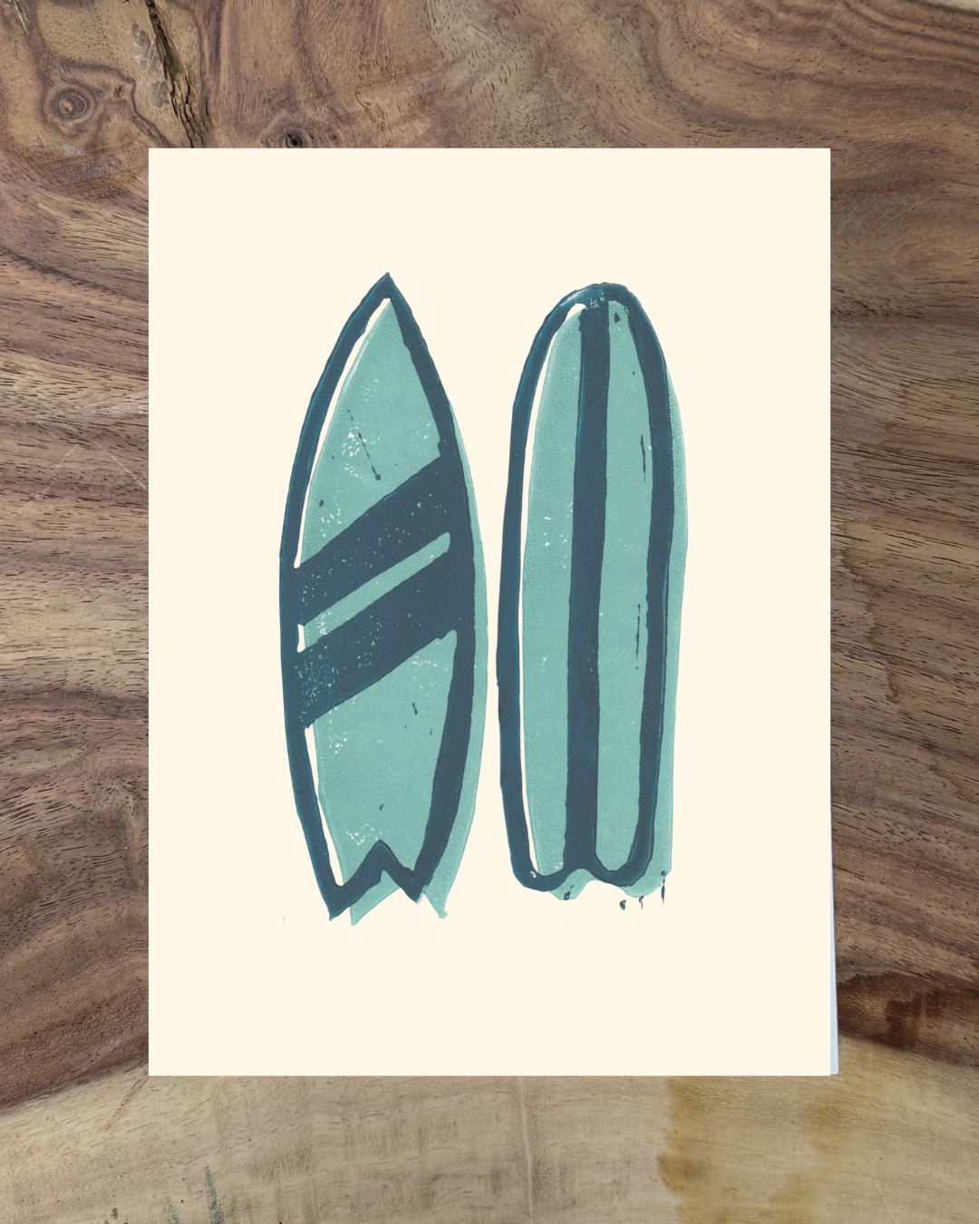 Twin Surfboards Linocut Print
