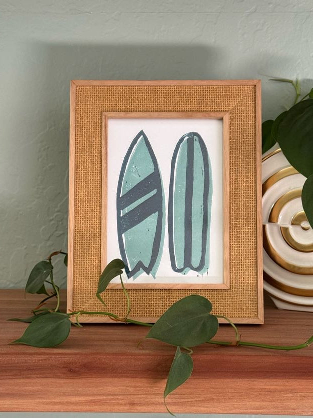 Twin Surfboards Linocut Print