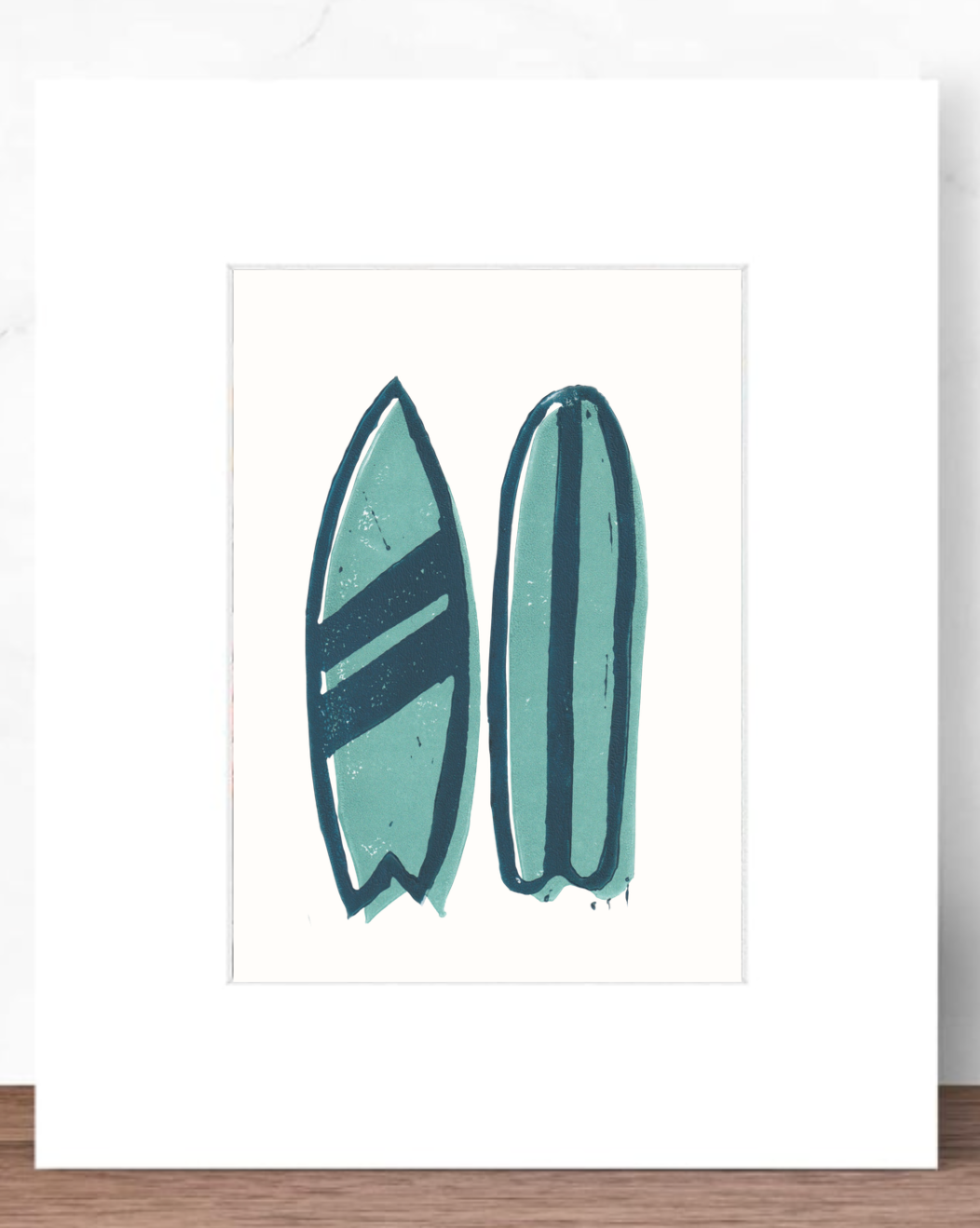 Twin Surfboards Linocut Print